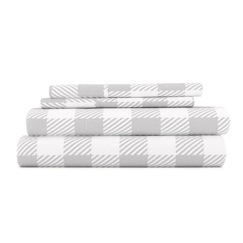 Queen - Size Sheet Sets with a European Pillowcase SetCountry Plaid Pattern 4-Piece Sheet Set Queen - Size Sheet Sets with a European Pillowcase SetCountry Plaid Pattern 4-Piece Sheet Set