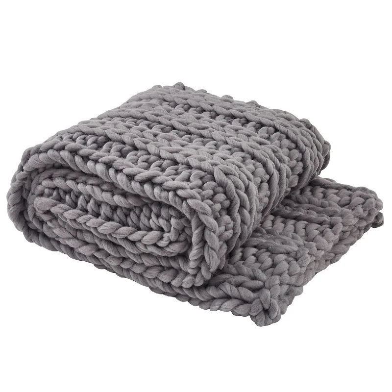 LED - lit novelty light - up blankets​Chunky Ribbed Knit Throw - Sharkskin
