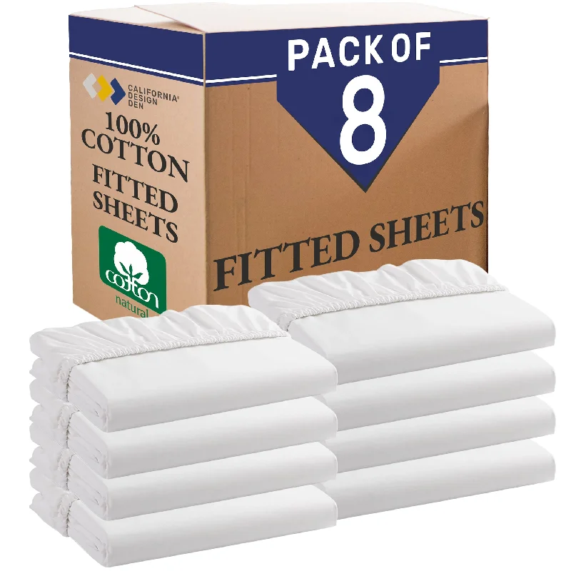 Moisture - Wicking Cotton Sheets for a Dry and Comfortable SleepBulk Pack of 8 Fitted Sheets Mixed High Thread Count Open Box White