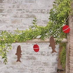 Bed skirts with a ruffled tiered designFish & Bobber Wooden Mini Garland