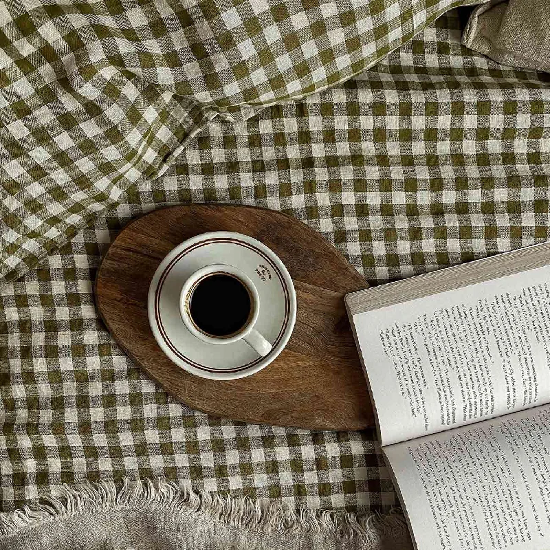 Flat Sheets with a High - Quality Finish for a Luxurious LookBotanical Green Gingham 100% Linen Flat Sheet Flat Sheets with a High - Quality Finish for a Luxurious LookBotanical Green Gingham 100% Linen Flat Sheet