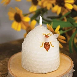 Bed skirts with a Christmas - themed patternWhite Honeycomb Bee Charm Candle