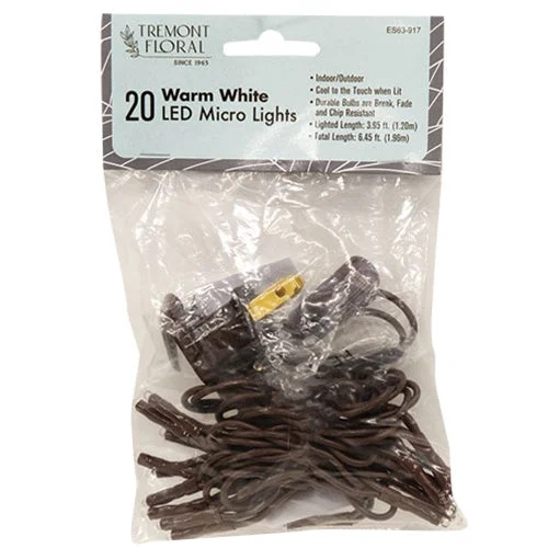 Bed skirts with a high - quality elastic waistbandWarm White LED Micro Lights 20 Count Brown Cord