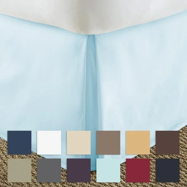 Bed skirts with a geometric print for a modern aestheticMerit Linens Premium 14-inch Drop Pleated Bed Skirt