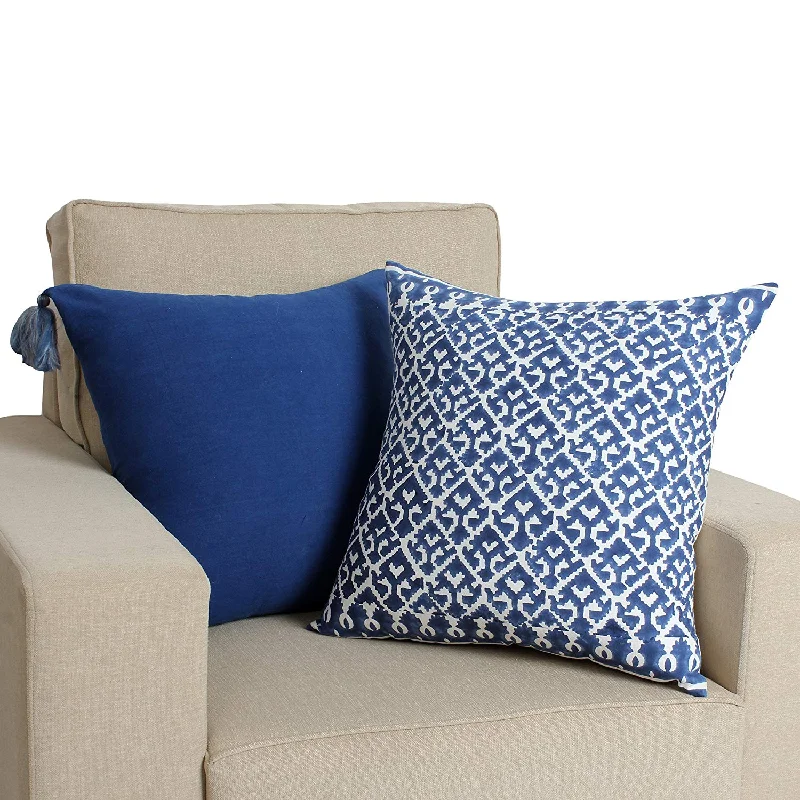 Firm Pillows for Side SleepersBenzara 18 x 18 Hand Block Printed Cotton Pillow with Ikat Pattern, White and Blue Firm Pillows for Side SleepersBenzara 18 x 18 Hand Block Printed Cotton Pillow with Ikat Pattern, White and Blue
