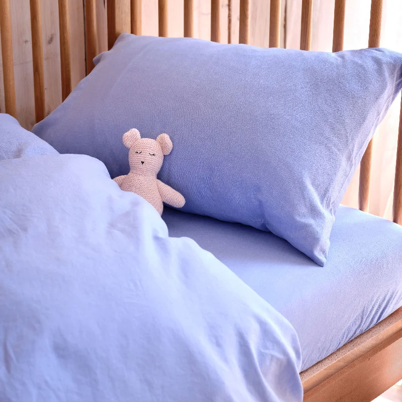 Sheet Sets with Multiple Pillowcase OptionsCeleste Blue Kids Linen Blend Fitted Sheet