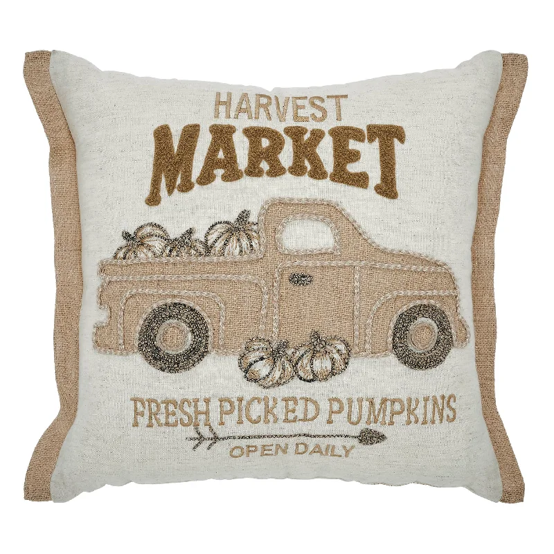 Bed skirts with a vintage - inspired patternHarvest Market Fresh Picked Pumpkin Truck Pillow 18x18 Bed skirts with a vintage - inspired patternHarvest Market Fresh Picked Pumpkin Truck Pillow 18x18