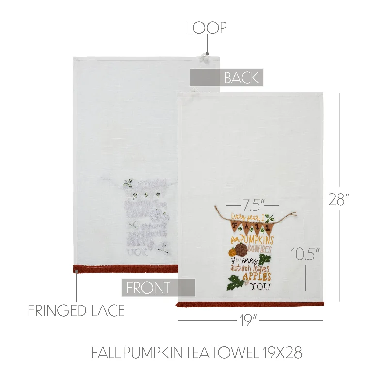 Bed skirts with a multi - colored patternFall Pumpkin Tea Towel 19x28