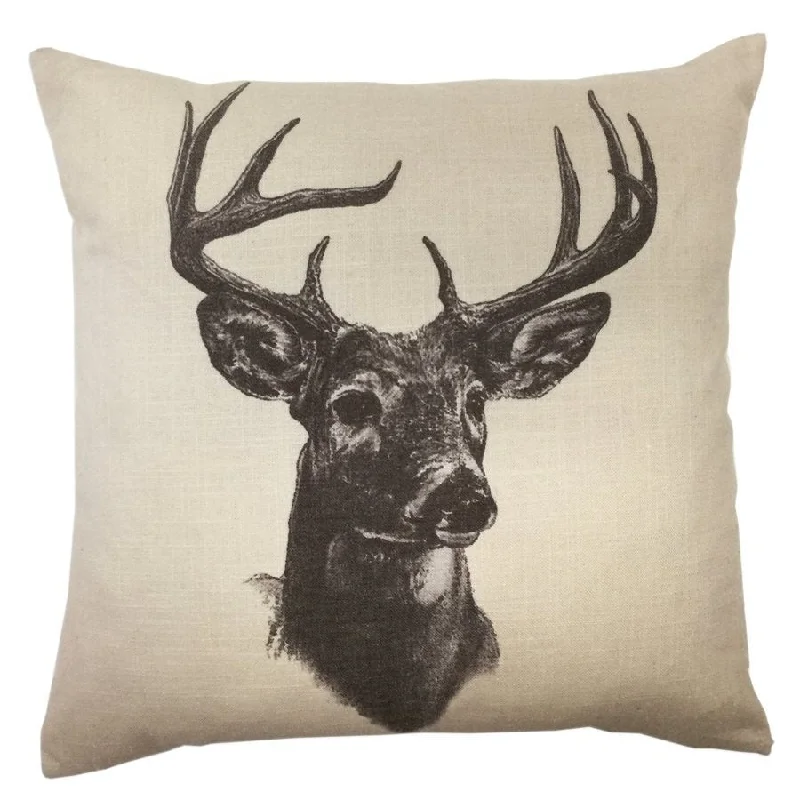 Round Pillows for Boho-Style InteriorsWhitetail Deer Linen Print Pillow