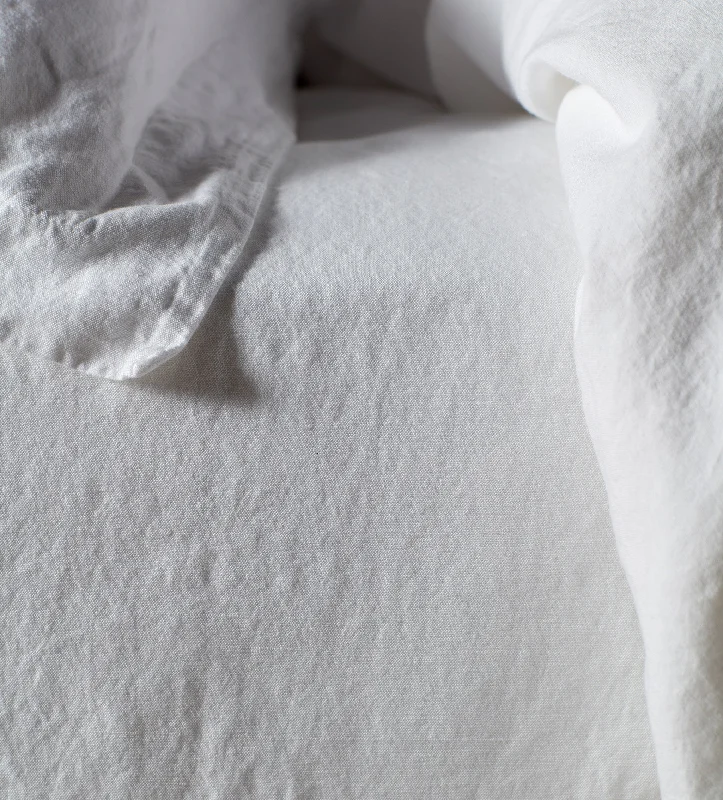 Queen - Size Sheet Sets with a European Pillowcase SetWhite Cotton Linen Fitted Sheet