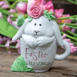Bed skirts with a wrinkle - resistant fabricEaster Blessings Resin Bunny in Teacup