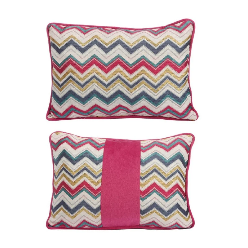 Square Pillows for Modern Home DecorBenzara Woven Fabric Rectangular Accent Pillow in Zigzag Pattern and Welting Details, Multicolor Square Pillows for Modern Home DecorBenzara Woven Fabric Rectangular Accent Pillow in Zigzag Pattern and Welting Details, Multicolor