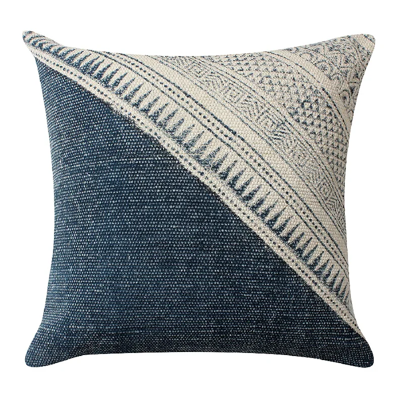 Soft and Fluffy Pillows for Bedroom ComfortBenzara 18 x 18 Hand Woven Cotton Pillow with Kilim Pattern, White and Blue Soft and Fluffy Pillows for Bedroom ComfortBenzara 18 x 18 Hand Woven Cotton Pillow with Kilim Pattern, White and Blue