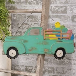 Bed skirts with a beach - themed printDistressed Hanging Teal Wooden Easter Egg Truck