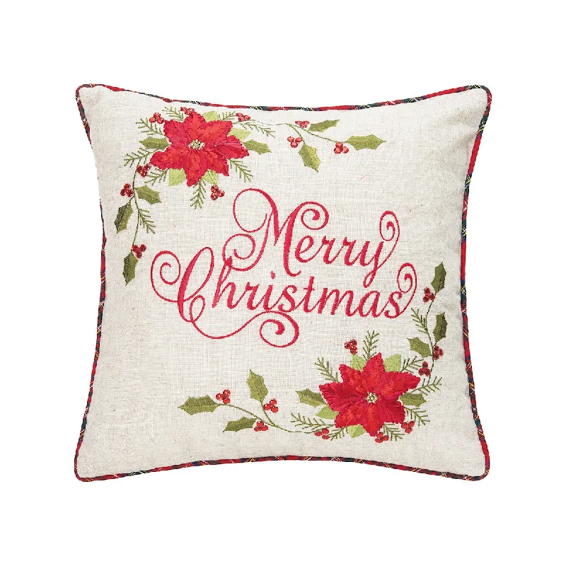 Soft and Fluffy Pillows for Bedroom ComfortMerry Christmas Poinsettia Pillow