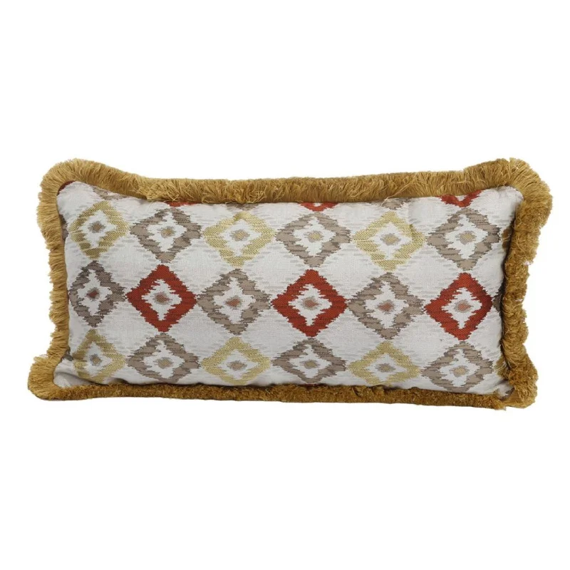 Silk Pillows for Smooth Skin and HairBenzara Woven Fabric Accent Pillow in Diamond Pattern and Fringed Welting Details, Multicolor Silk Pillows for Smooth Skin and HairBenzara Woven Fabric Accent Pillow in Diamond Pattern and Fringed Welting Details, Multicolor