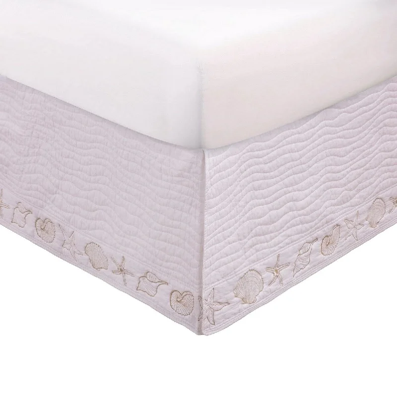 Bed skirts with a wrinkle - resistant fabricSima Seashell Quilted Twin Bed Skirt, Cotton Fill, Triple Layered, White Bed skirts with a wrinkle - resistant fabricSima Seashell Quilted Twin Bed Skirt, Cotton Fill, Triple Layered, White