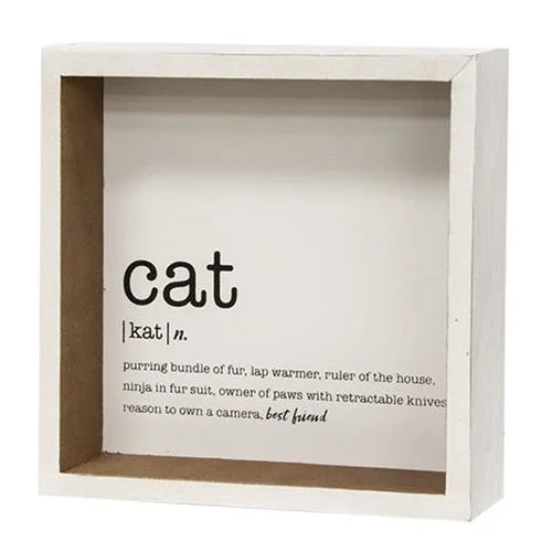 Bed skirts with a lace trim for a romantic touchCat Definition Shadowbox Sign