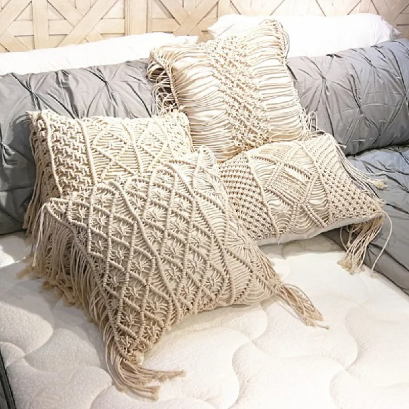 Square Pillows for Modern Home DecorMacrame Hand-Woven Cotton Thread Pillow Covers 100% Cotton Linen Geometry Bohemia Cushion Covers Square Pillows for Modern Home DecorMacrame Hand-Woven Cotton Thread Pillow Covers 100% Cotton Linen Geometry Bohemia Cushion Covers