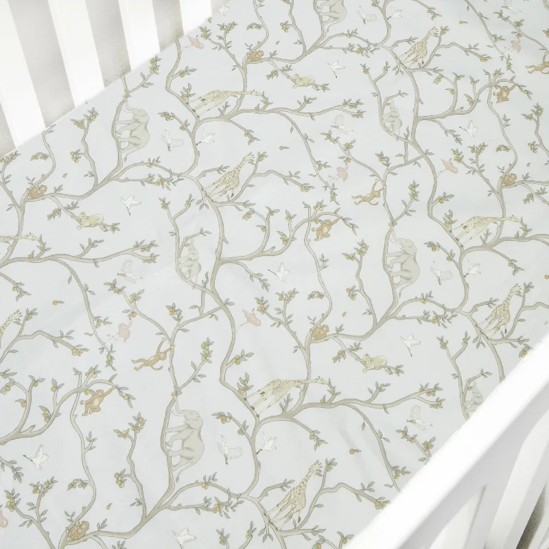 Organic Flannel Sheets for a Natural and Warm SleepAnimal Parade Crib Sheet - Blue