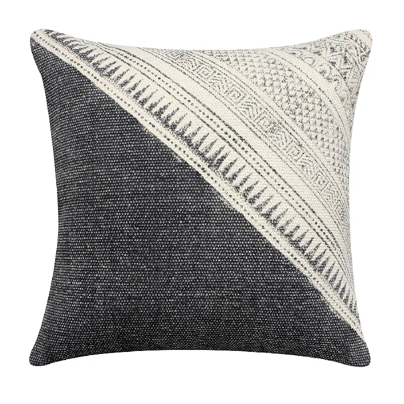 Memory Foam Pillows for Neck SupportBenzara 18 x 18 Hand Woven Cotton Pillow with Block Print, White and Black Memory Foam Pillows for Neck SupportBenzara 18 x 18 Hand Woven Cotton Pillow with Block Print, White and Black