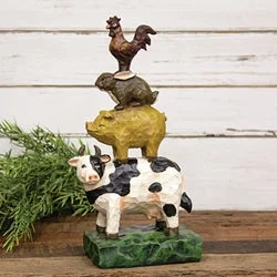 Bed skirts with a child - friendly printCarved Look Resin Farm Animal Stack 13"H