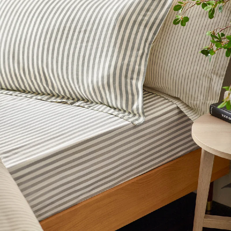Quilted Cotton Sheets for a Warm and Inviting BedHebden Striped Fitted Sheet Grey