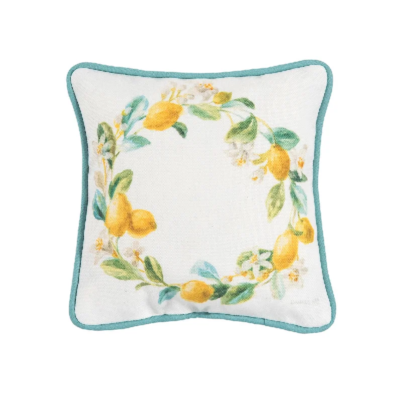 Square Pillows for Modern Home DecorLemon Wreath Mini Pillow