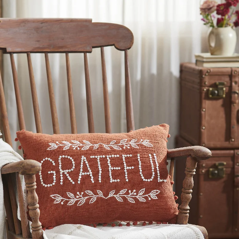 Bed skirts with a ruffled tiered designGrateful Pom Pom Pillow 14x20