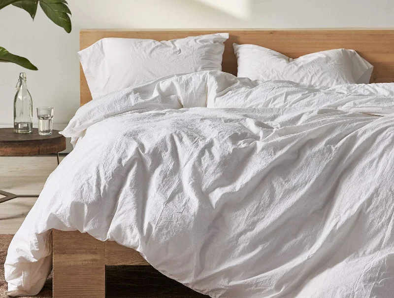 Fitted Sheets with Reinforced Corners for Long - Lasting UseOrganic Crinkled Percale Duvet Cover