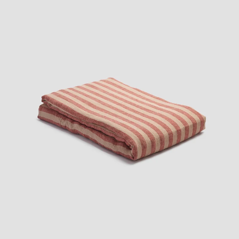 Wrinkle - Free Polyester Sheets for a Low - Maintenance BedSandstone Red Pembroke Stripe 100% Linen Flat Sheet Wrinkle - Free Polyester Sheets for a Low - Maintenance BedSandstone Red Pembroke Stripe 100% Linen Flat Sheet