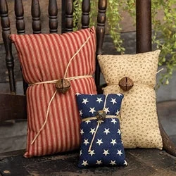Bed skirts with a modern art - inspired print3/Set - Primitive Americana Jingle Bell Pillows Bed skirts with a modern art - inspired print3/Set - Primitive Americana Jingle Bell Pillows