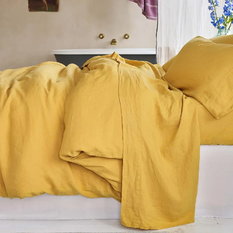 Queen - Size Sheet Sets with a European Pillowcase SetHoney 100% Linen Flat Sheet