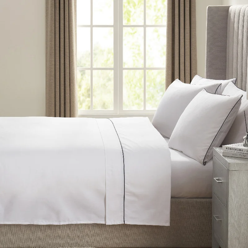 Twin - Size Sheet Sets with a Pillow Protector200 Thread Count Cambridge Flat Sheet - Black