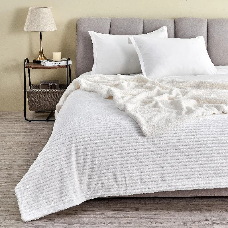 Solar - powered rechargeable heated blanketsLinen blankets with a rustic and textured lookRibbed Sherpa Throw Blanket - Corduroy Collection Solar - powered rechargeable heated blanketsLinen blankets with a rustic and textured lookRibbed Sherpa Throw Blanket - Corduroy Collection