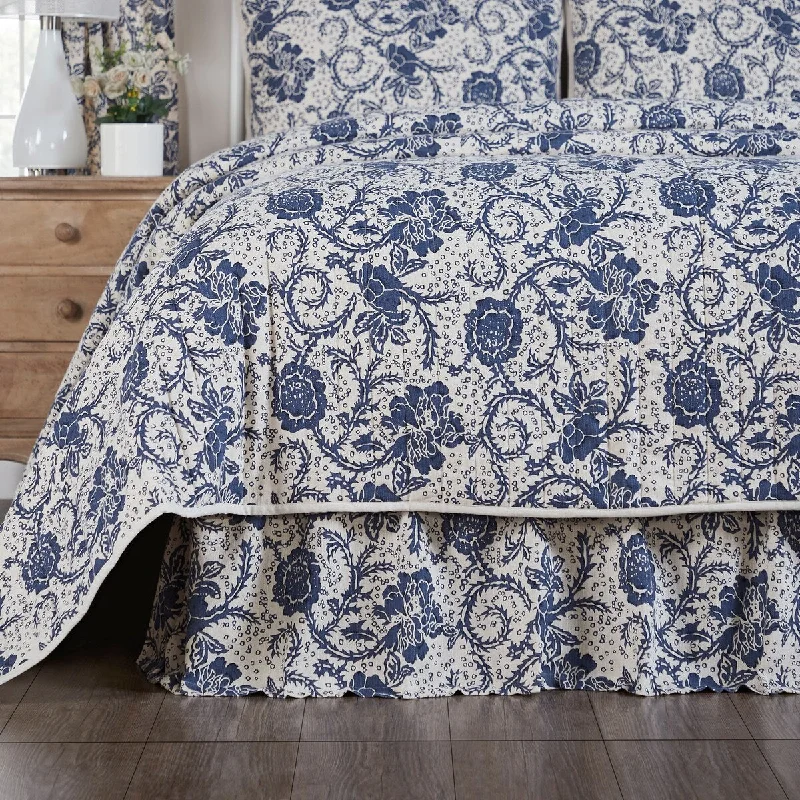 Bed skirts with a flannel material for a cozy winter optionDorset Navy Floral King Bed Skirt 78x80x16 Bed skirts with a flannel material for a cozy winter optionDorset Navy Floral King Bed Skirt 78x80x16