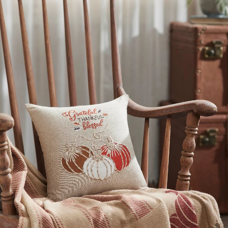 Bed skirts with a nautical themeGrateful Thankful Blessed Pumpkins Pillow 12x12