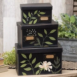 Bed skirts with a flannel material for a cozy winter option3/Set Leafy Floral File Boxes
