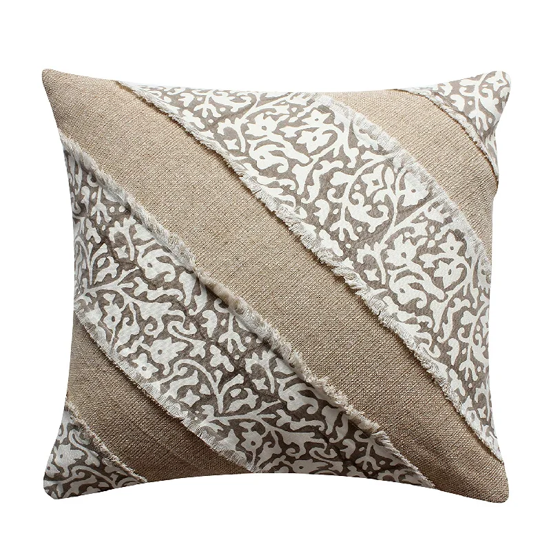 Soft and Fluffy Pillows for Bedroom ComfortBenzara 18 x 18 Hand Block Printed Cotton Pillow with Patchwork Details, Brown and Beige Soft and Fluffy Pillows for Bedroom ComfortBenzara 18 x 18 Hand Block Printed Cotton Pillow with Patchwork Details, Brown and Beige