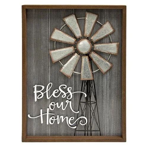 Bed skirts with a contemporary styleBless Our Home Windmill Wall Sign