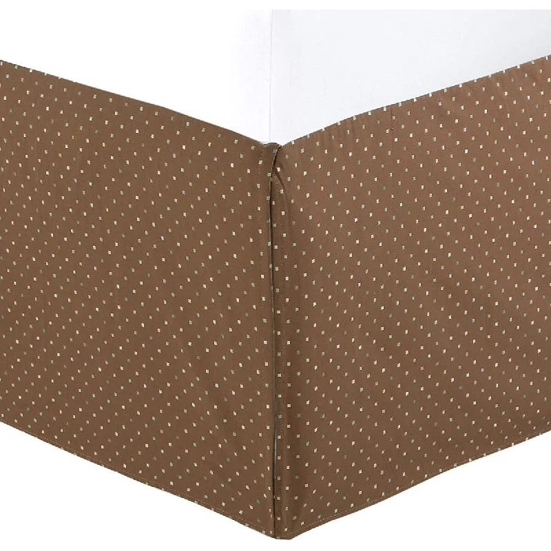 Bed skirts with a bohemian - inspired patternLight Brown Tan Dot Pattern Bed Skirt Cotton Yarn Dyed Pleated Dust Ruffle with Split Corners, Tailored 16" Drop Bed skirts with a bohemian - inspired patternLight Brown Tan Dot Pattern Bed Skirt Cotton Yarn Dyed Pleated Dust Ruffle with Split Corners, Tailored 16" Drop