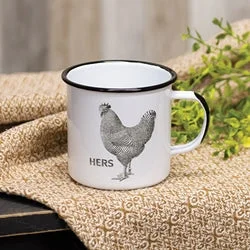 Bed skirts with a scalloped hem for a charming detailHers Chicken Enamel Mug