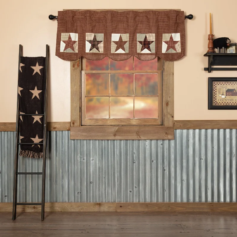 Bed skirts with a child - friendly printAbilene Patch Block and Star Valance 20x60