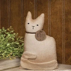 Bed skirts with a lace trim for a romantic touchStuffed Primitive Sitting White Kitty