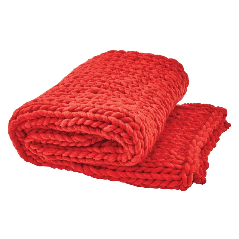 Heated electric blankets for cold nights​Chunky Knit Throw - Red