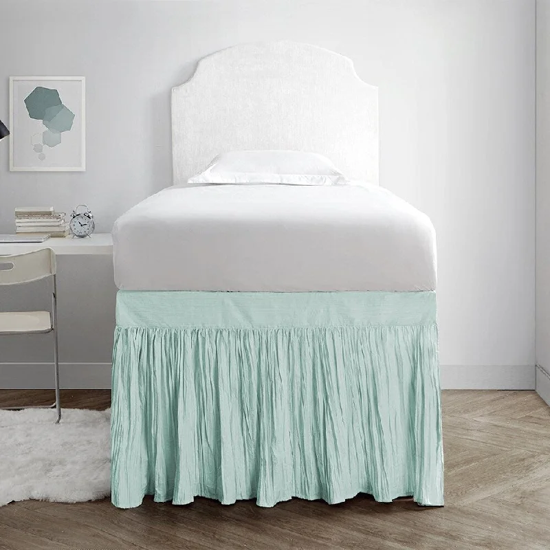 Bed skirts with a herringbone pattern for a sophisticated lookCrinkle Bed Skirt Twin XL (3 Panel Set) - Hint of Mint