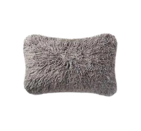 Velvet Pillows for a Touch of EleganceShimmer Shag Lumbar Pillow - Gray