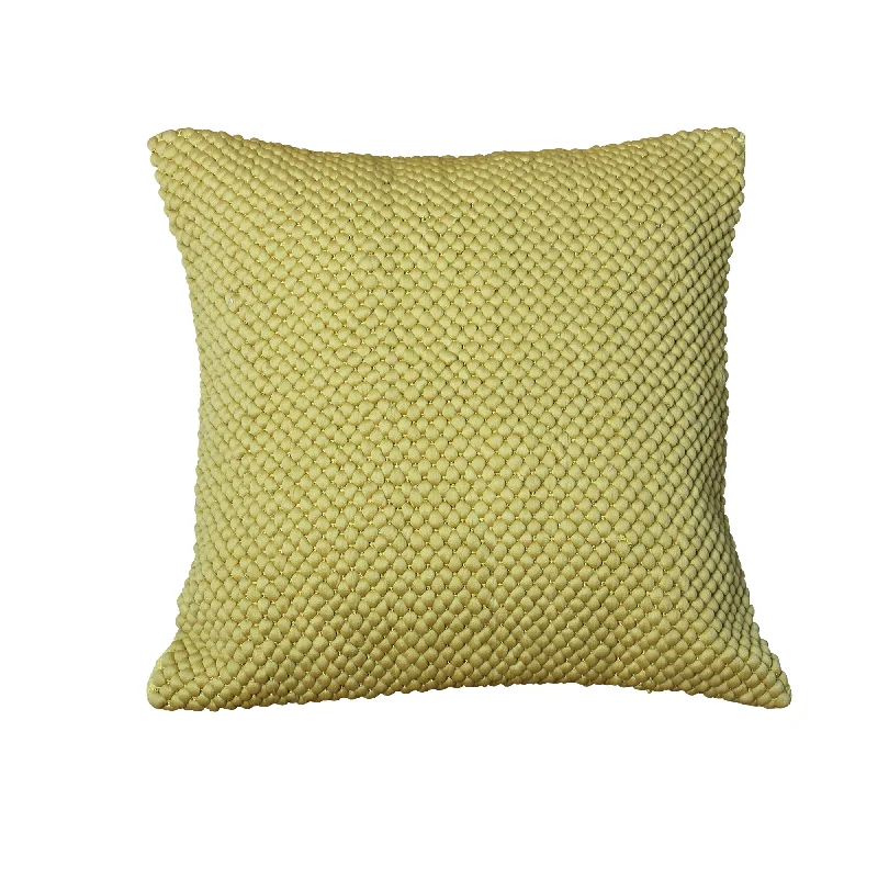 Cotton Pillows for Natural ComfortBenzara BM221680 18 x 18 Textured Handwoven Cotton Accent Pillow, Yellow