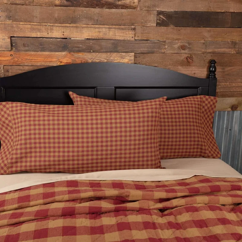 Firm Pillows for Side SleepersBurgundy Check King Pillow Case Set of 2 21x40 VHC Brands