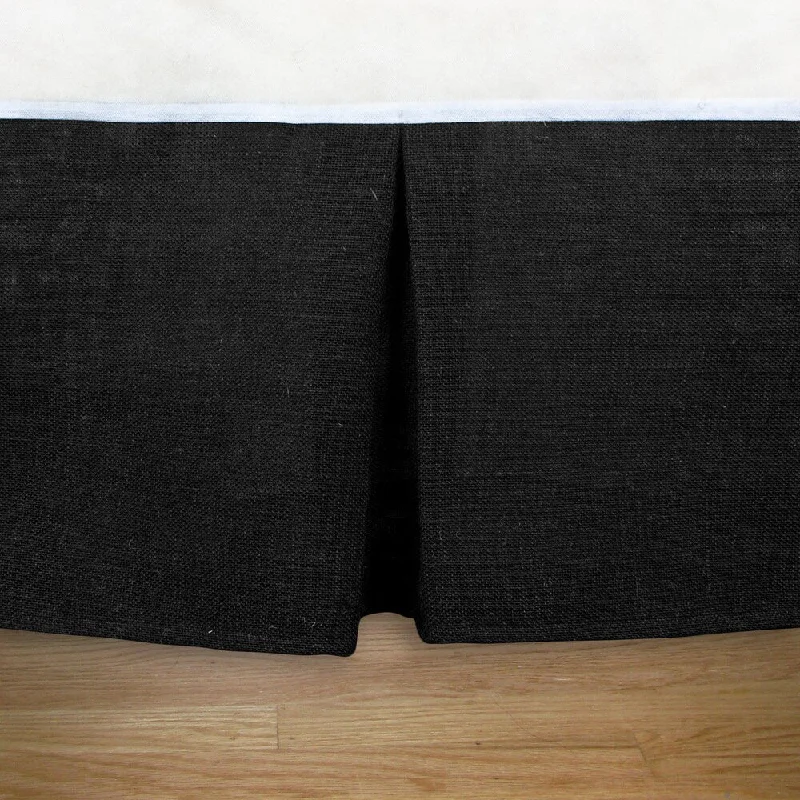 Bed skirts with a multi - colored patternBurlap Black 14-inch Drop Pleated Queen Bed Skirt Bed skirts with a multi - colored patternBurlap Black 14-inch Drop Pleated Queen Bed Skirt